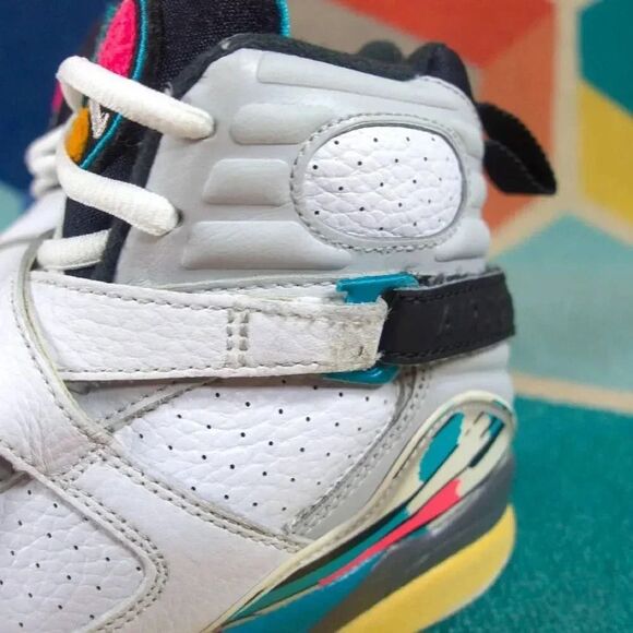Nike Air Jordan 8 Retro GS Size 4y South Beach White Turbo Green 305368-113 - Picture 2 of 9